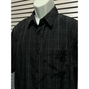 David Taylor Luxury Black/White Plaid‎ Button Up Shirt Size Large Short Sleeve